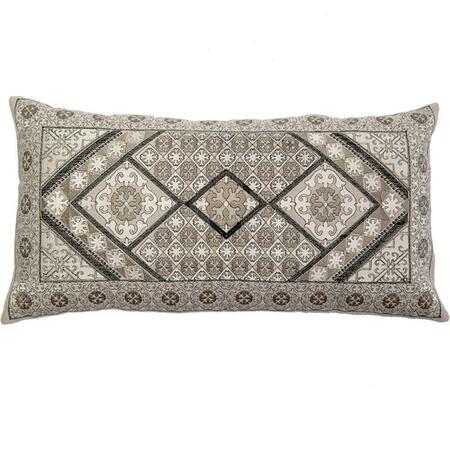 INDIS HERITAGE Grey Tile Embroidery Pillow Cover C1121